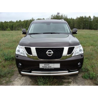 Защита переднего бампера из нержавеющей стали двойная d76-60 мм NISSAN Patrol (Ниссан Патрол)