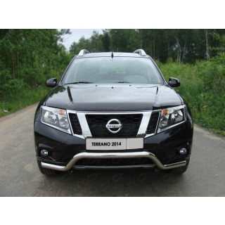 Защита передняя (кенгурин) из нержавеющей стали d63 мм NISSAN  Terrano (Ниссан Террано) с 2014 г.
