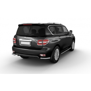 Защита задняя из нержавеющей стали (уголки) короткие 76мм NISSAN Patrol (Ниссан Патрол) 2014г