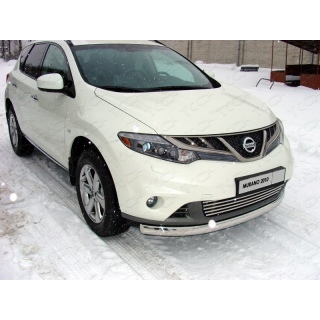 Защита переднего бампера из нержавеющей стали овальная 75х42 мм NISSAN Murano (Ниссан Мурано)