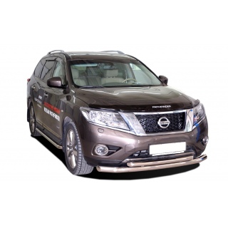 Защита переднего бампера двойная 76-60 мм NISSAN Pathfinder (Ниссан Патфайндер) c 2014 года