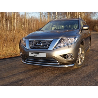 Защита переднего бампера двойная 76-50 мм NISSAN Pathfinder (Ниссан Патфайндер) c 2014 года