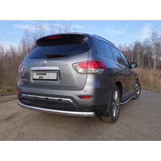 Защита заднего бампера овальная 75х42 мм из нержавеющей стали NISSAN Pathfinder (Ниссан Патфайндер) c 2014 года