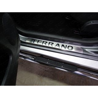 Накладки на пороги шлифованные с надписью TERRANO (2 шт) NISSAN Terrano (Ниссан Террано) с 2014 г.