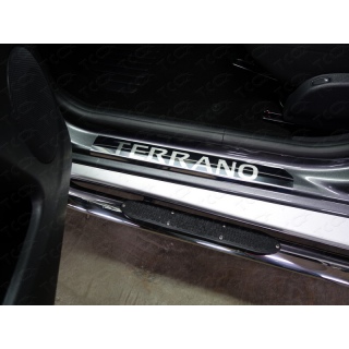 Накладки на пороги зеркальные с надписью TERRANO (2 шт) NISSAN Terrano (Ниссан Террано) с 2014 г.