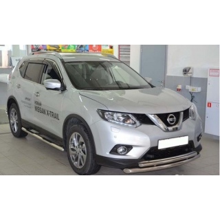 Защита переднего бампера двойная короткая d60-42 мм NISSAN X-Trail (Ниссан Х-Трейл) с 2015 года.