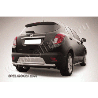 Защита заднего бампера двойная 60-42 мм из нержавеющей стали Opel Mokka (Опель Мокка)