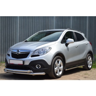 Защита переднего бампера из нержавеющей стали двойная 60-42 мм Opel Mokka (Опель Мокка)