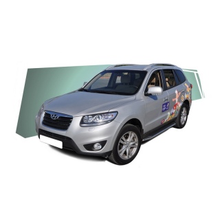 Пороги алюминиевые с нержавеющим кантом HYUNDAI Santa Fe (Хендай Санта Фе)