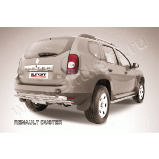 Защита заднего бампера из нержавеющей стали двойная d42-42 мм RENAULT Duster (Рено Дастер)