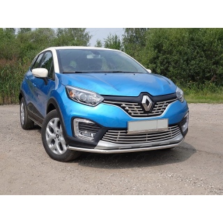 Защита переднего бампера из нержавеющей стали d42 мм Renault Kaptur (Рено Каптур)