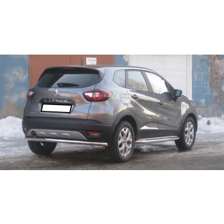 Защита заднего бампера из нержавеющей стали d60 мм Renault Kaptur (Рено Каптур)