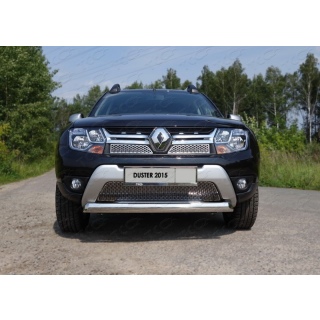 Защита переднего бампера овальная d75х42 мм из нержавеющей стали RENAULT Duster (Рено Дастер)