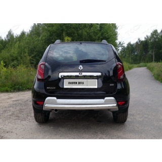 Защита заднего бампера овальная d75х42 мм из нержавеющей стали RENAULT Duster (Рено Дастер) с 2015 года