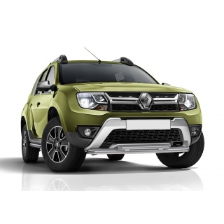 Защита переднего бампера из нержавеющей стали двойная d57-42 мм RENAULT Duster (Рено Дастер) с 2015