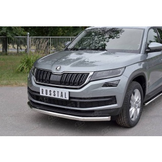 Защита переднего бампера из нержавеющей стали d63 мм Skoda Kodiaq (Шкода Кадьяк)