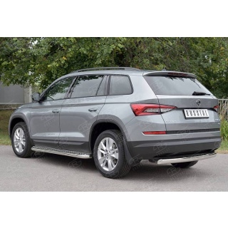 Защита заднего бампера из нержавеющей стали овальная d75х42 мм Skoda Kodiaq (Шкода Кадьяк)