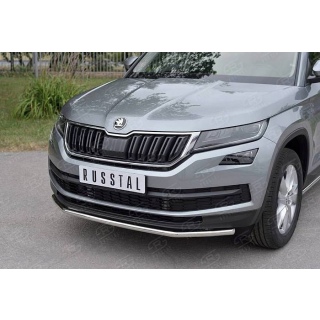 Защита переднего бампера из нержавеющей стали d42 мм Skoda Kodiaq (Шкода Кадьяк)