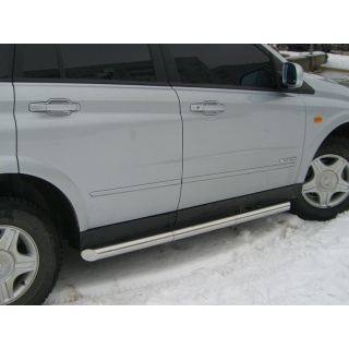 Пороги труба d76 мм из нержавеющей стали SSANG YONG Kyron (Ссангйонг Кайрон)