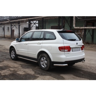 Защита заднего бампера Уголки d76 мм из нержавеющей стали SSANG YONG Kyron (Ссанг йонг Кайрон)