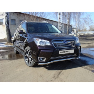 Защита переднего бампера d60 мм из нержавеющей стали SUBARU Forester (Субару Форестер)