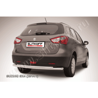 Защита заднего бампера двойная из нержавеющей стали d57-42 мм SUZUKI SX-4 (Сузуки SX-4)