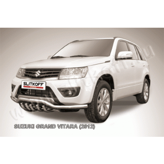 Защита переднего бампера с ЗК d57 мм из нержавеющей стали SUZUKI Grand Vitara (Сузуки Гранд Витара) (с 2012г)