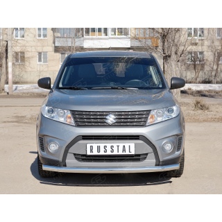 Защита переднего бампера d63 мм из нержавеющей стали SUZUKI Vitara (Сузуки Витара) с 2015 по 2019 год выпуска
