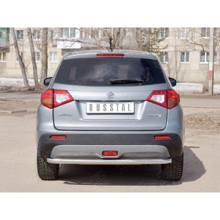 Защита заднего бампера с подгибами d63 мм из нержавеющей стали SUZUKI Vitara (Сузуки Витара) с 2015 по 2019 год выпуска