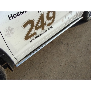 Пороги из нержавеющей стали овальные, с проступью d75х42 мм TOYOTA Highlander (Тойота Хайлендер) с 2017 года