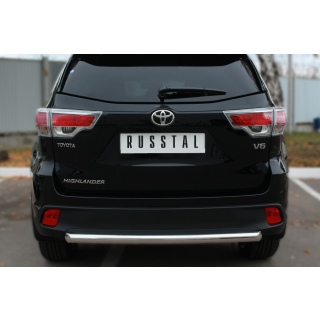 Защита заднего бампера из нержавеющей стали d63 мм TOYOTA Highlander (Тойота Хайлендер) с 2014 года