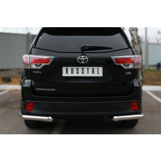 Защита заднего бампера из нержавеющей стали Уголки d63 мм TOYOTA Highlander (Тойота Хайлендер) с 2014 года