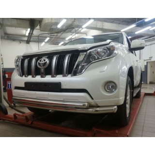 Защита переднего бампера  двойная d60-60 мм из нержавеющей стали TOYOTA Land Cruiser 150 (Тойота Ленд Крузер 150)