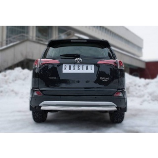 Защита заднего бампера овальная d75х42 мм из нержавеющей стали TOYOTA Rav-4 (Тойота Рав 4) с 2015 года