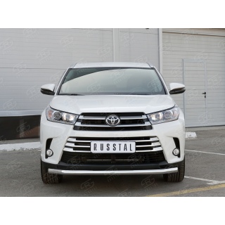 Защита переднего бампера из нержавеющей стали d63 мм TOYOTA Highlander (Тойота Хайлендер) с 2017 года