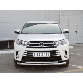 Защита переднего бампера из нержавеющей стали двойная d63-42 мм TOYOTA Highlander (Тойота Хайлендер) с 2017 года