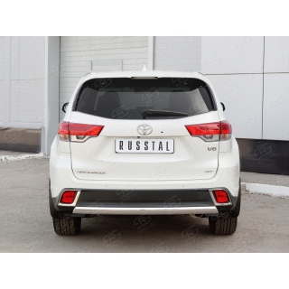 Защита заднего бампера из нержавеющей стали овальная d75х42 мм TOYOTA Highlander (Тойота Хайлендер) с 2017 года