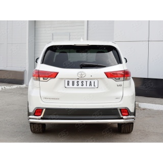Защита заднего бампера из нержавеющей стали с загибами d63-42 мм TOYOTA Highlander (Тойота Хайлендер) с 2017 года