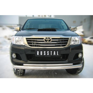 Защита переднего бампера из нержавеющей стали двойная d76-42 мм TOYOTA Hilux (Тойота Хайлюкс) с 2009 года выпуска