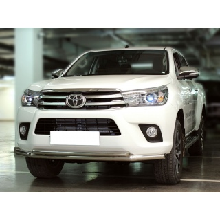 Защита переднего бампера из нержавеющей стали двойная d60-60 мм TOYOTA Hilux (Тойота Хайлюкс) с 2015 года