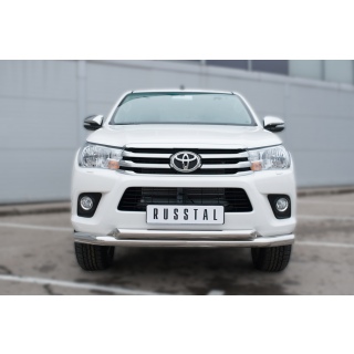 Защита переднего бампера двойная из нержавеющей стали d76-63 мм TOYOTA Hilux (Тойота Хайлюкс) с 2015 года
