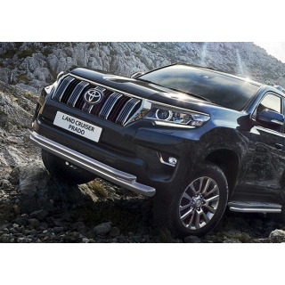 Защита переднего бампера из нержавеющей стали двойная d76-57 мм TOYOTA Land Cruiser 150 Prado (Тойота Ленд Крузер 150 Прадо) с 2017 года