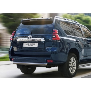 Защита заднего бампера из нержавеющей стали короткая d76 мм TOYOTA Land Cruiser 150 Prado (Тойота Ленд Крузер 150 Прадо) с 2017 года