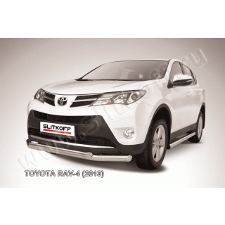 Защита переднего бампера двойная d76-57 мм из нержавеющей стали TOYOTA Rav-4 (Тойота Рав 4)