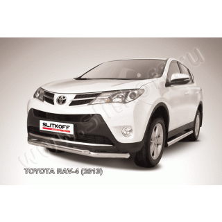 Защита переднего бампера двойная d57-57 мм из нержавеющей стали TOYOTA Rav-4 (Тойота Рав 4)