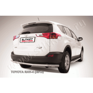 Защита заднего бампера с загибами d57 мм из нержавеющей стали TOYOTA Rav-4 (Тойота Рав 4)