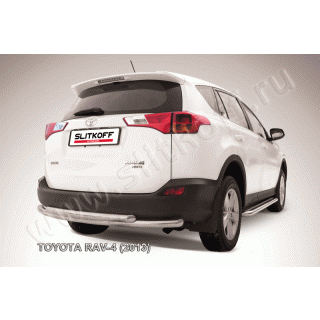 Защита заднего бампера двойная d57-57 мм из нержавеющей стали TOYOTA Rav-4 (Тойота Рав 4) с 2013 года