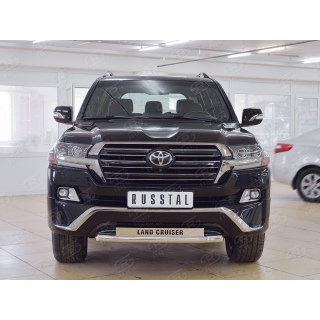Защита переднего бампера с надписью d63 мм из нержавеющей стали TOYOTA Land Cruiser 200 Executive (Тойота Ленд Крузер 200 Executive) с 2016 г.в.