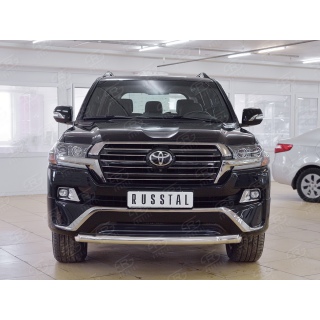 Защита переднего бампера d76 мм короткая из нержавеющей стали TOYOTA Land Cruiser 200 Executive (Тойота Ленд Крузер 200 Executive) с 2016 г.в.