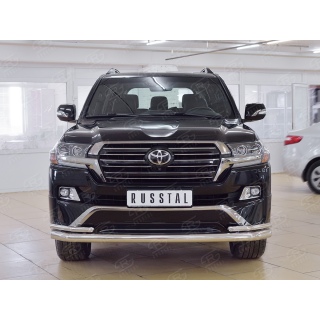 Защита переднего бампера с уголками d76-42 мм из нержавеющей стали TOYOTA Land Cruiser 200 Executive (Тойота Ленд Крузер 200 Executive) с 2016 г.в.
